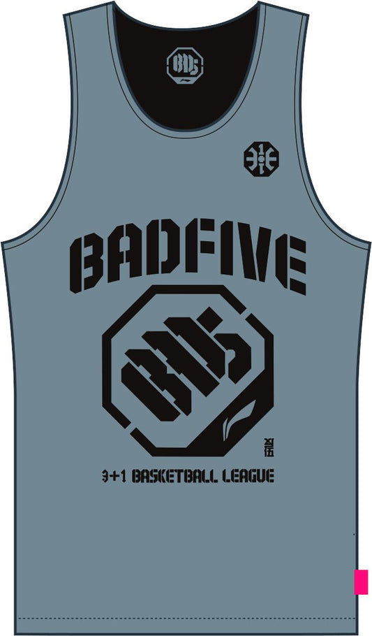 Unisex Basketball-Competition Set 2 Tops "Anti-Warrior" Badfive BIG grey+black - AAYT045-10